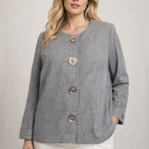 Allison Woods Gray Textured Jacket Size 14W Classic Chic (1249)